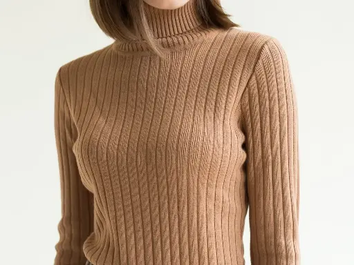 Ribbed Knit Mock Neck Top